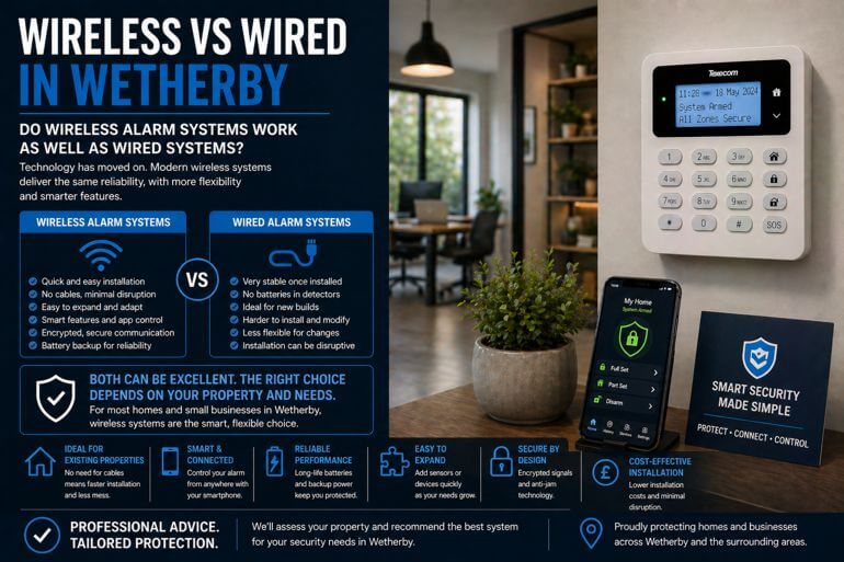 Burglar Alarms in Wetherby: Wireless vs Wired, Do Wireless Alarm Systems Work as Well as Wired Systems?