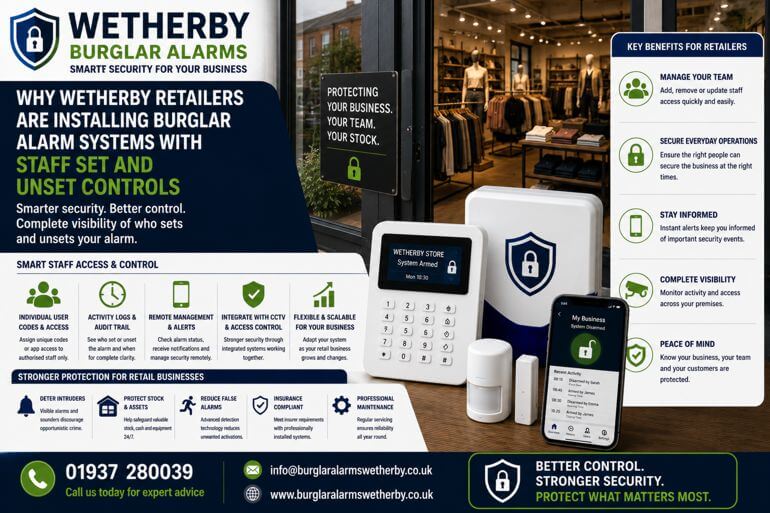 Wetherby Retail Burglar Alarm Systems With Staff Access Controls